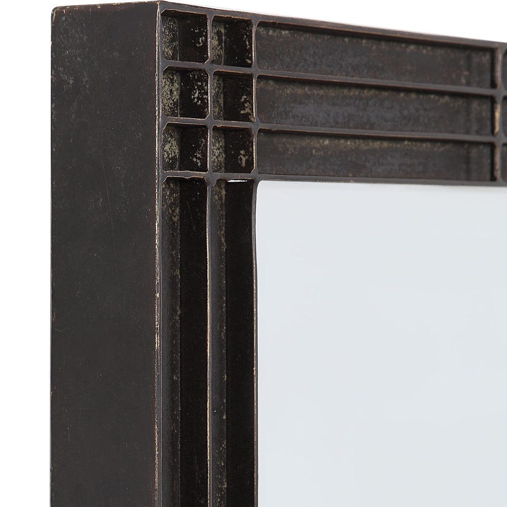 Uttermost Gower Rustic Aged Black Iron Mirror - Image 3