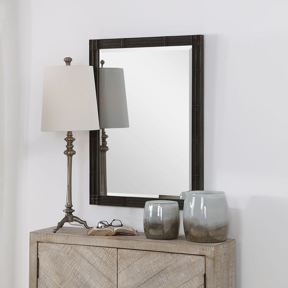 Uttermost Gower Rustic Aged Black Iron Mirror - Image 2