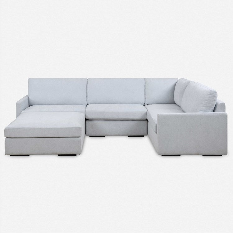 Uttermost Refuge Modular Sectional Sofa with Ottoman ~ Cloud Blue Performance Fabric