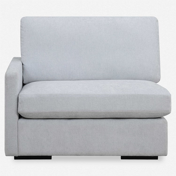 Uttermost Refuge Modular Left Arm Facing Piece ~ Cloud Blue Performance Fabric
