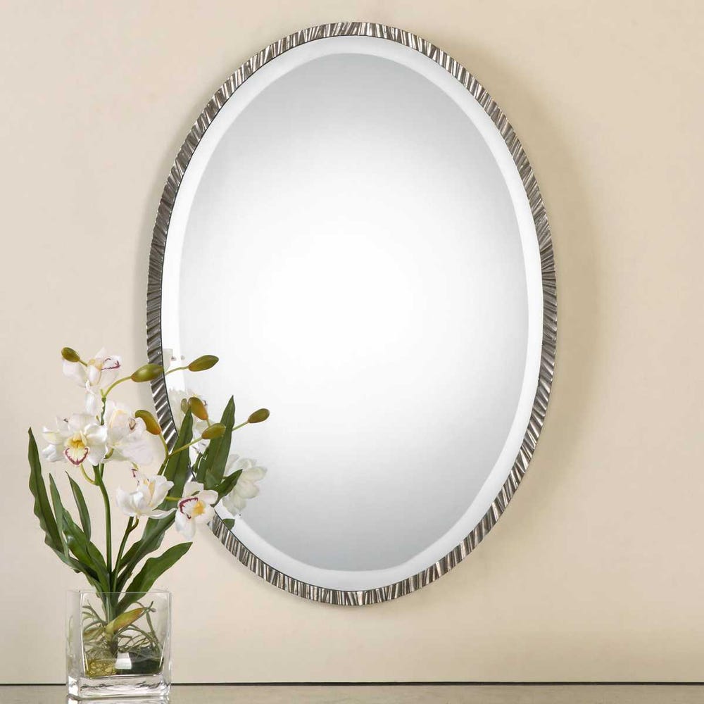 Uttermost Annadel Antique Metallic Silver Oval Mirror - Image 3