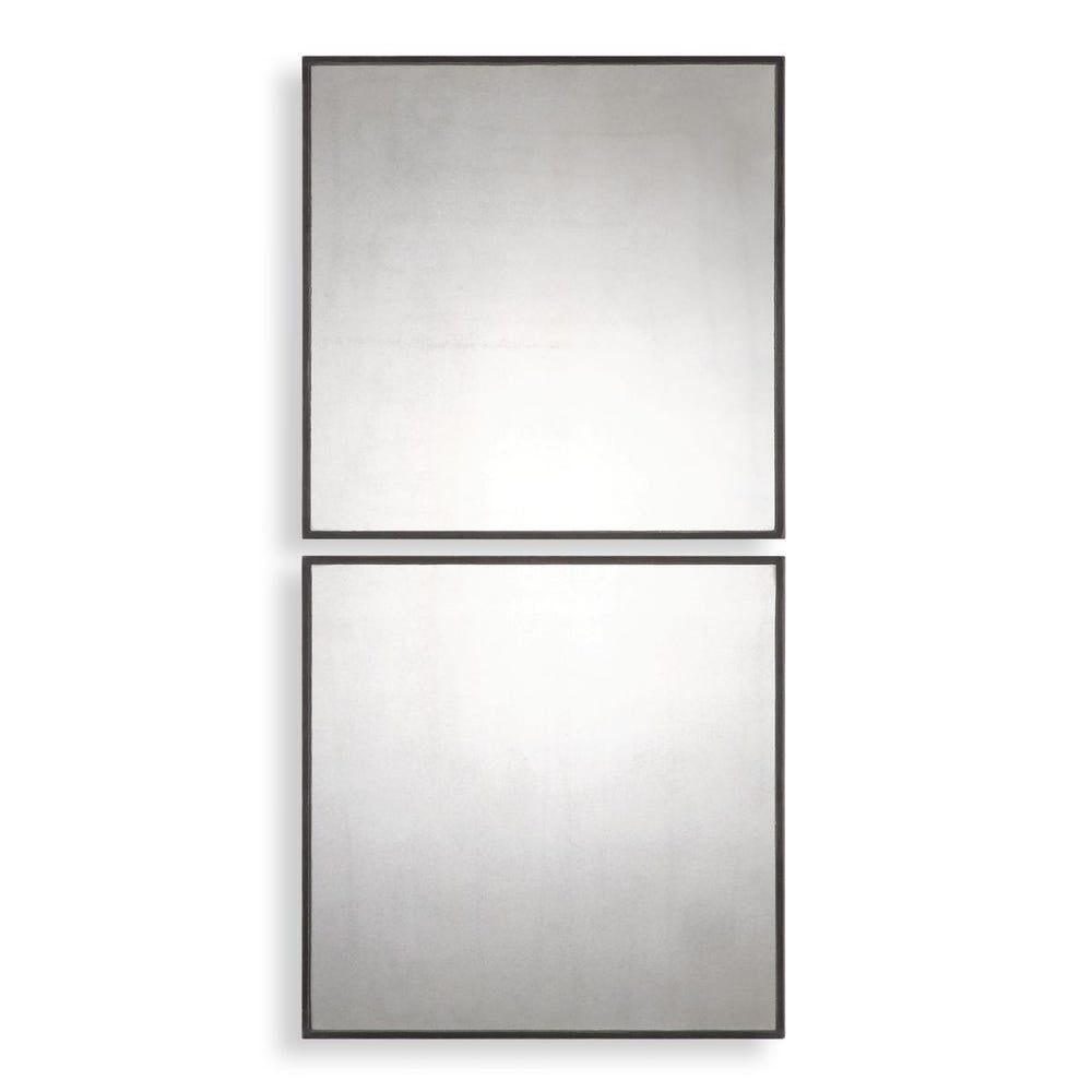 Uttermost Matty Aged Black Framed Square Mirrors ~ Set Of 2 - Image 2