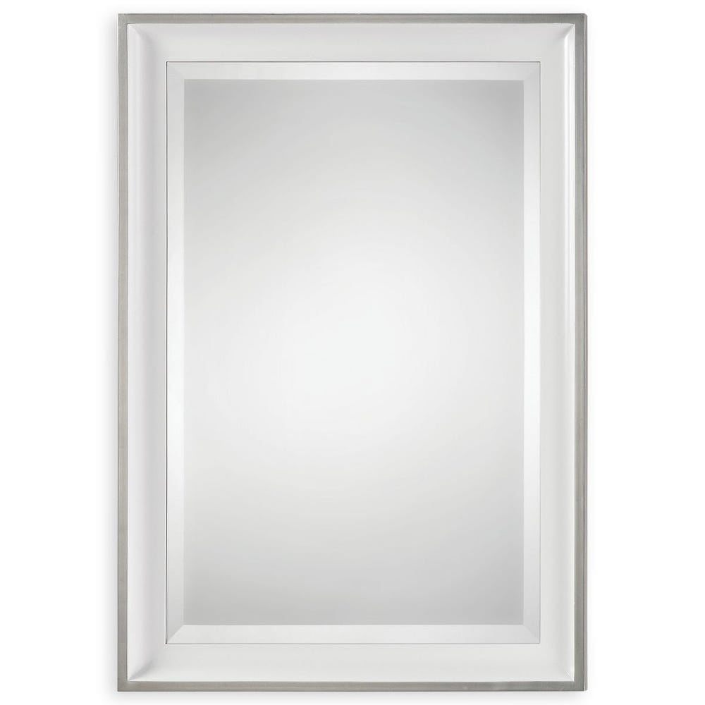 Uttermost Lahvahn Gloss White With Silver Leaf Mirror - Image 2