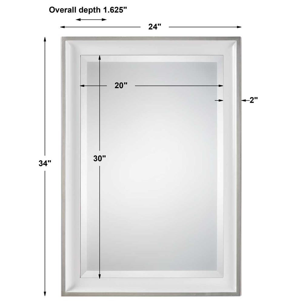 Uttermost Lahvahn Gloss White With Silver Leaf Mirror - Image 3