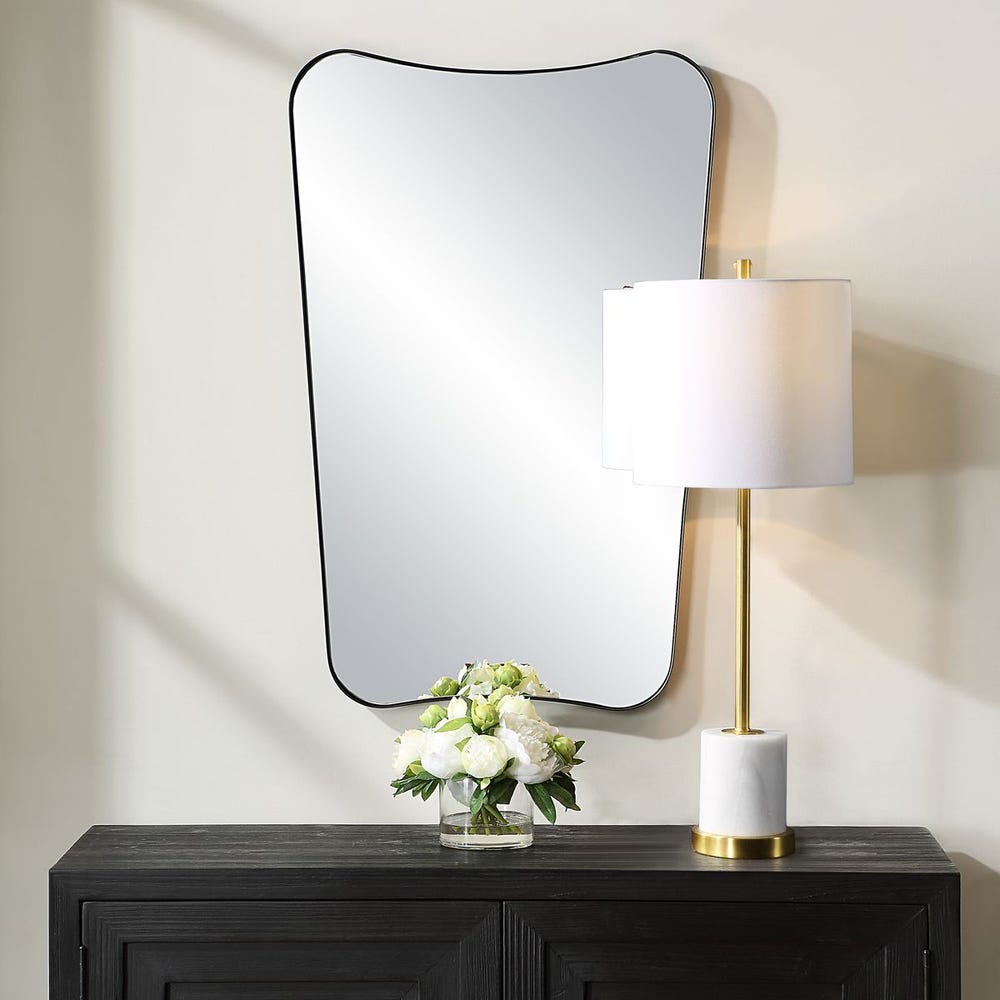 Uttermost Belvoir Sleek Satin Black Mirror - Image 1