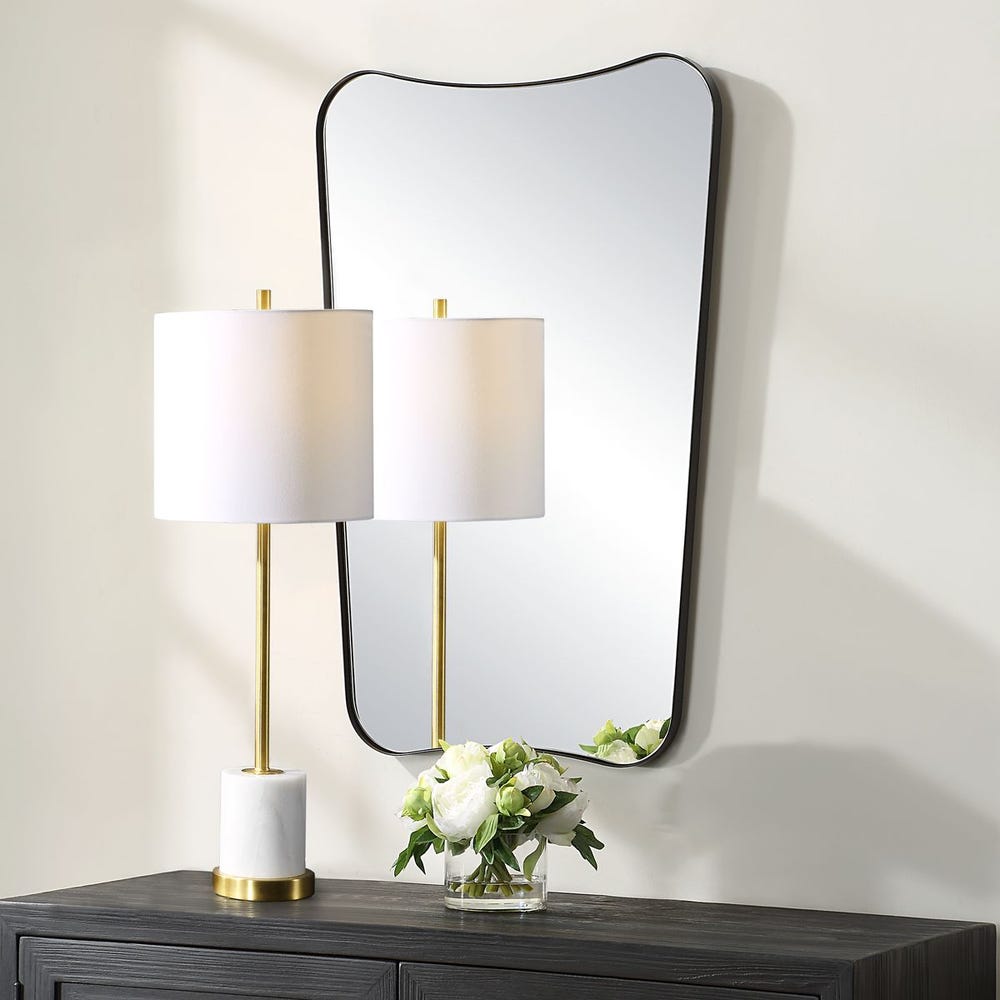 Uttermost Belvoir Sleek Satin Black Mirror - Image 2