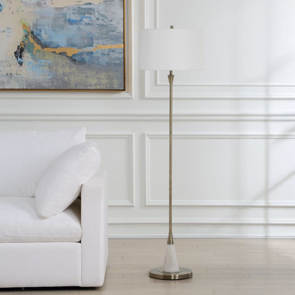 Casa Bella Living White Marble Base With Brass Finish Floor Lamp - Image 3