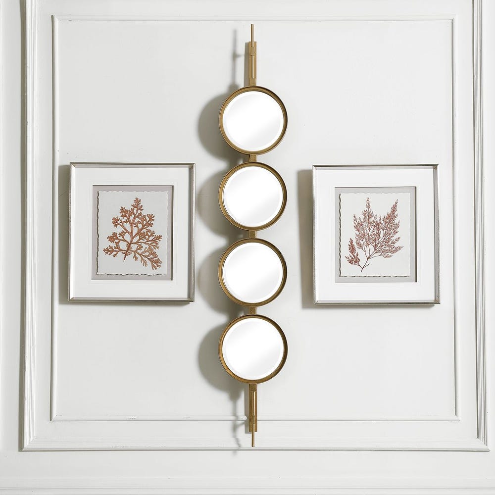 Uttermost Button Sleek Iron Gold Leaf Mirror - Image 1