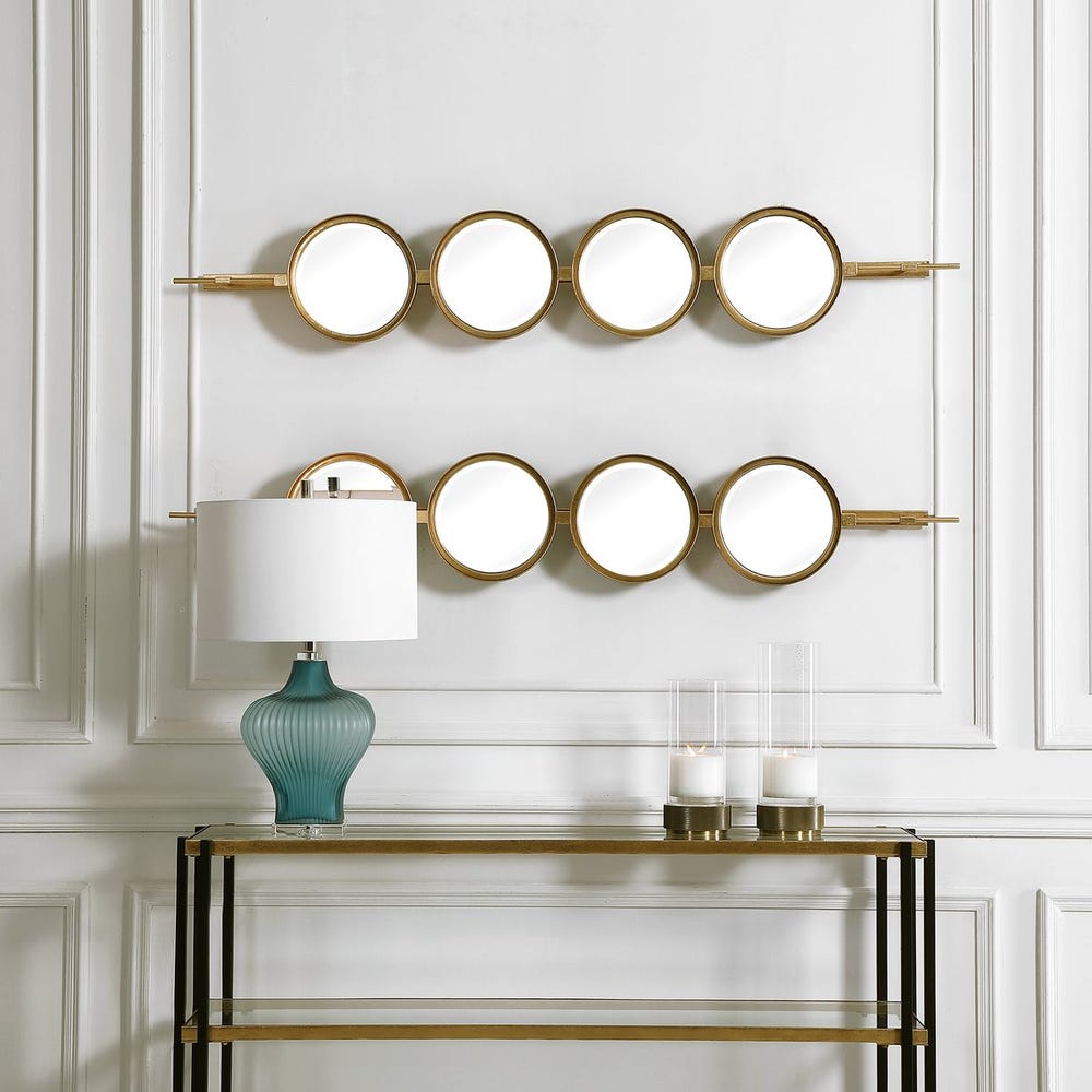 Uttermost Button Sleek Iron Gold Leaf Mirror - Image 2