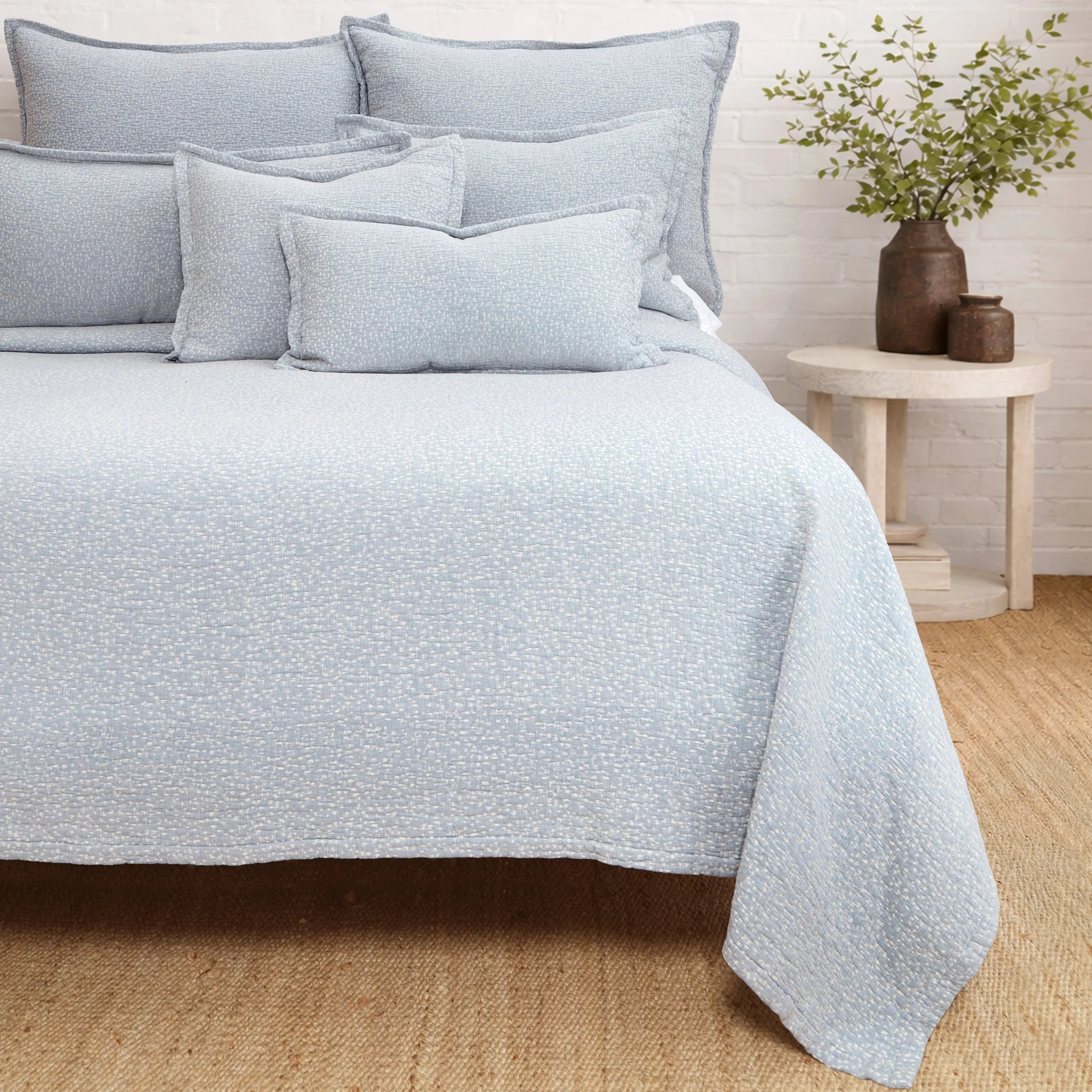 Pom Pom at Home Malibu Matelasse 28 x 36 Big Pillow with Insert ~ Light Blue - Image 3