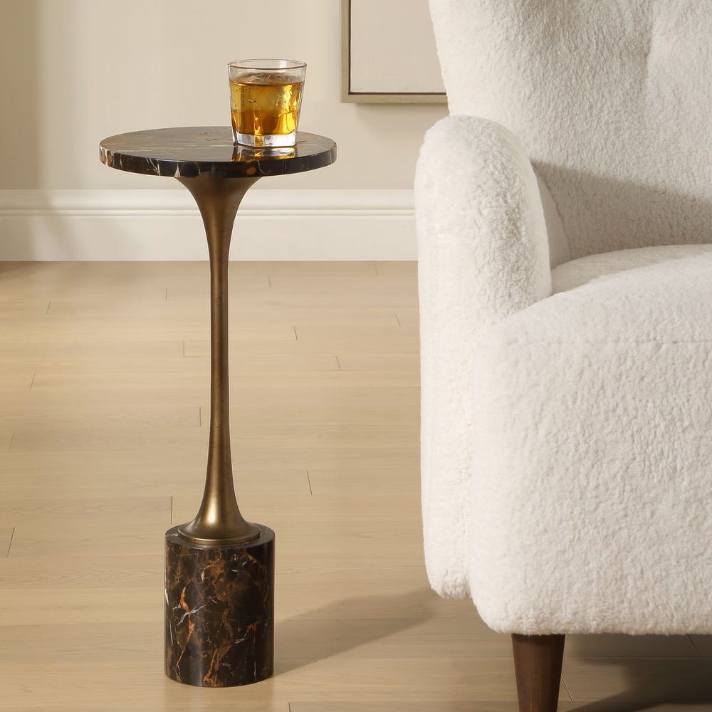 Uttermost Karnes Black Marble Drink Table - Image 1