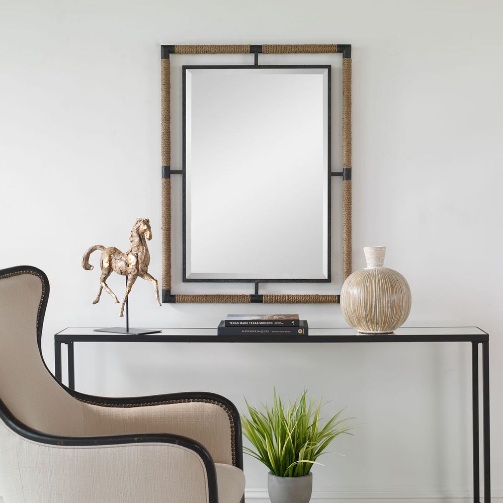 Uttermost Melville Natural Rope And Rust Black Iron Mirror - Image 1