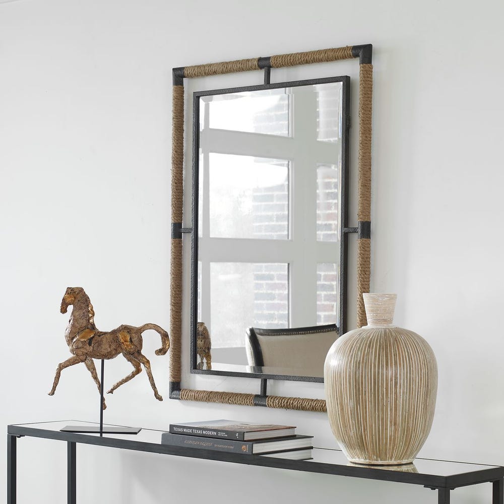 Uttermost Melville Natural Rope And Rust Black Iron Mirror - Image 2