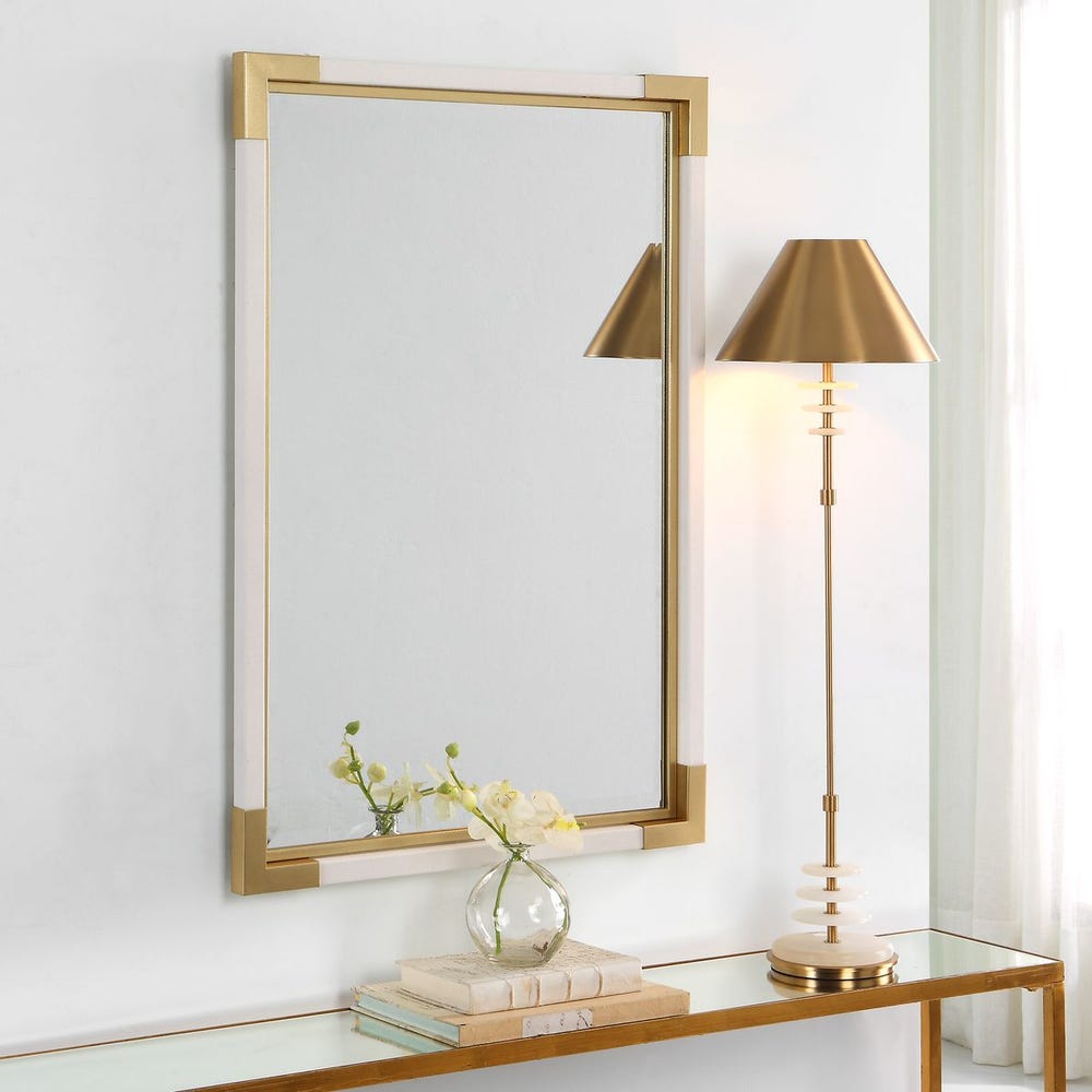 Uttermost Malik Gold Leaf Corners And White Shagreen Mirror - Image 2