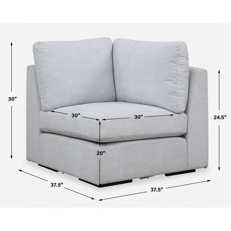 Uttermost Refuge Modular Corner Piece ~ Cloud Blue Performance Fabric - Image 3
