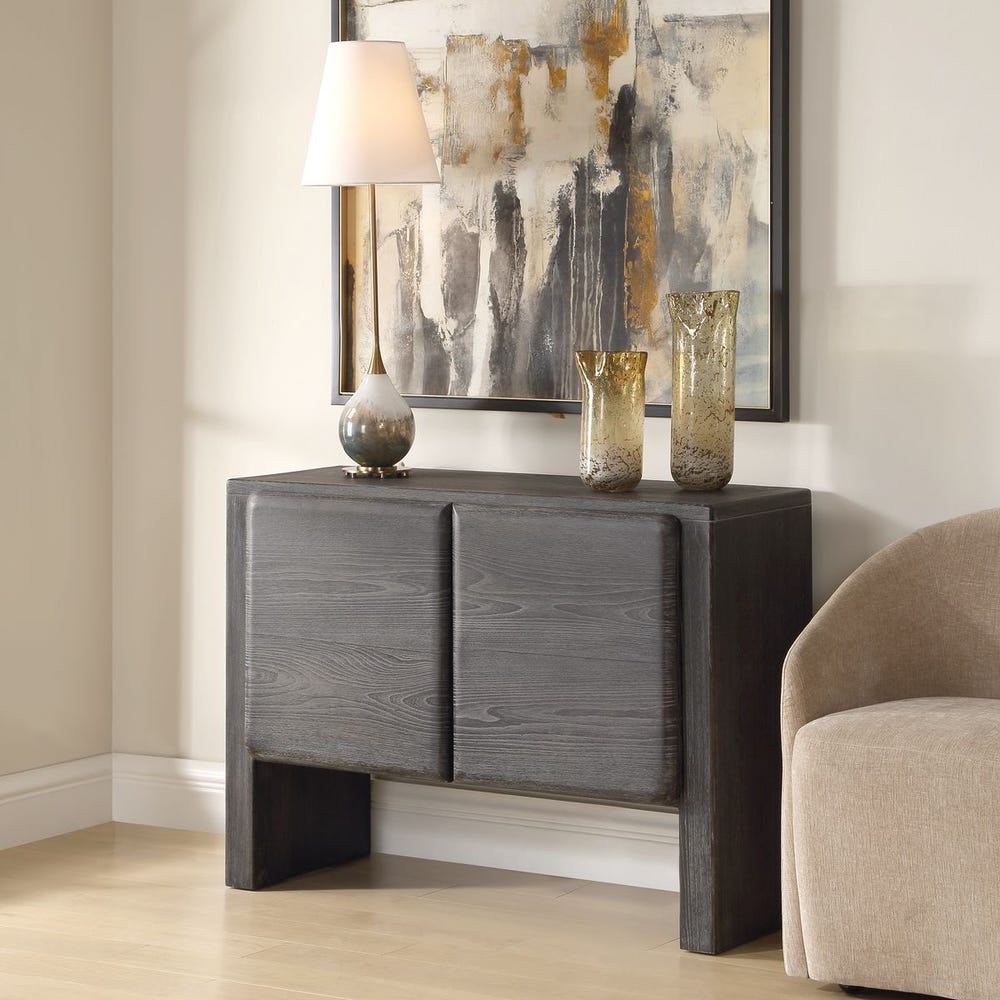 Uttermost Bierk Rich Dark Elm Wood Modern 2 Door Cabinet - Image 2