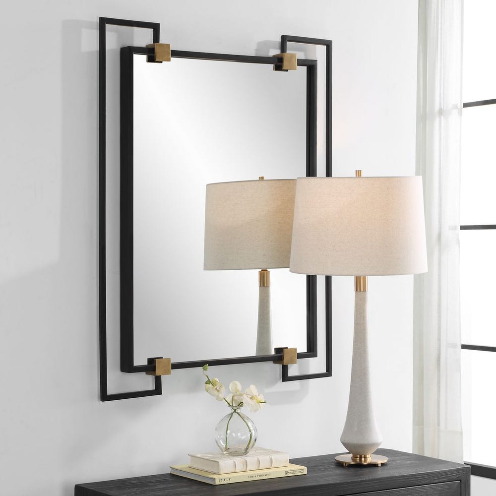 Uttermost Ivey Black Iron Rectangle Mirror - Image 1