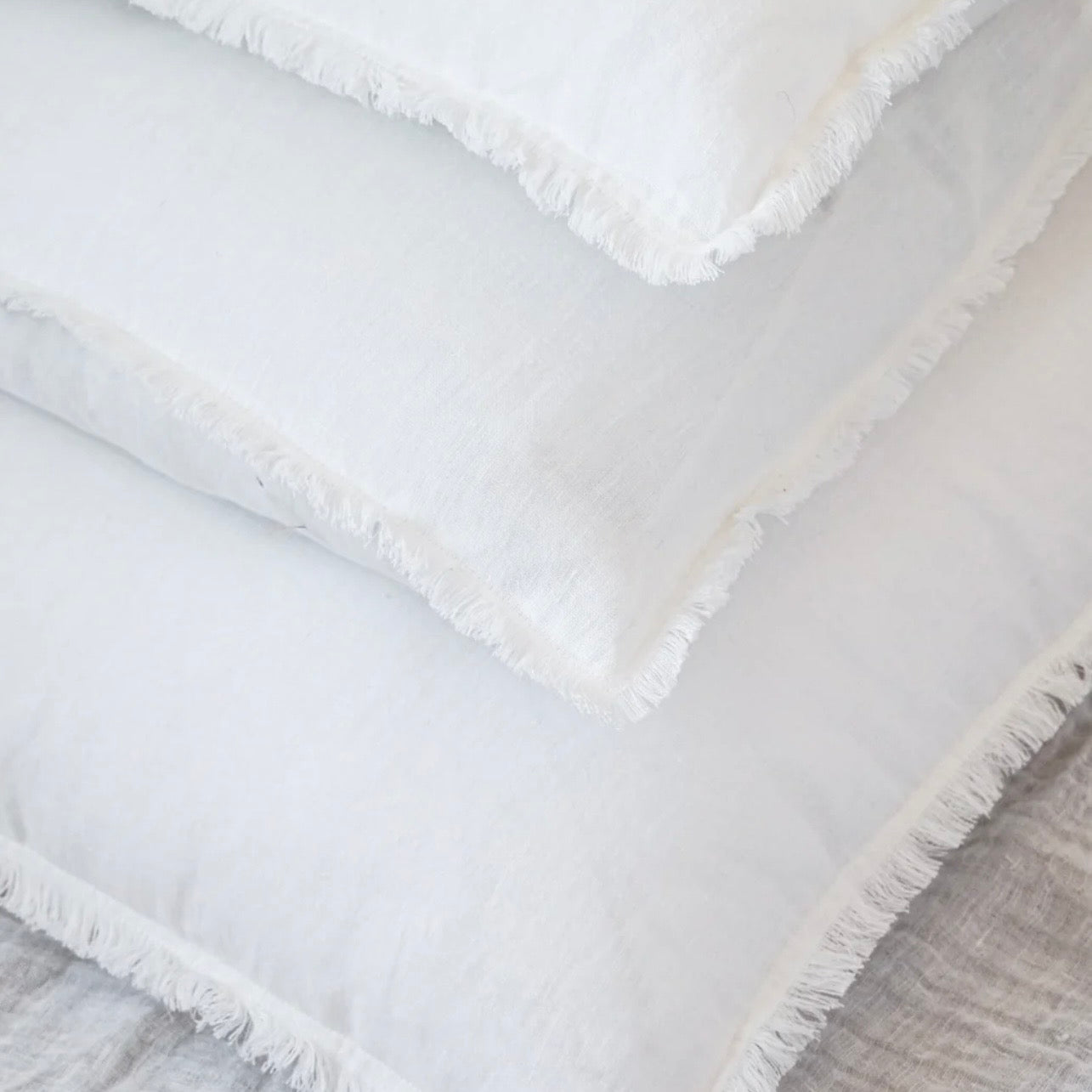 Anaya Home So Soft Linen Bright White Fringe Body Pillow With Down Alternative Insert - Image 2