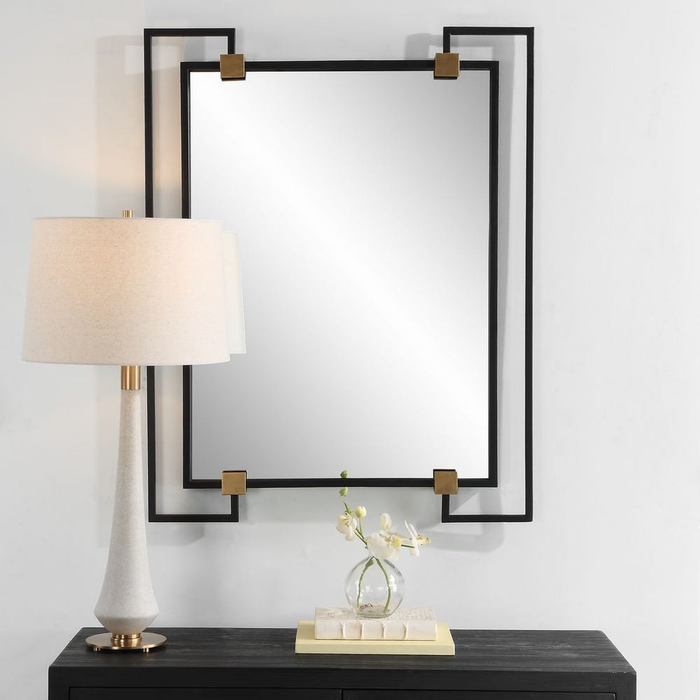 Uttermost Ivey Black Iron Rectangle Mirror - Image 2