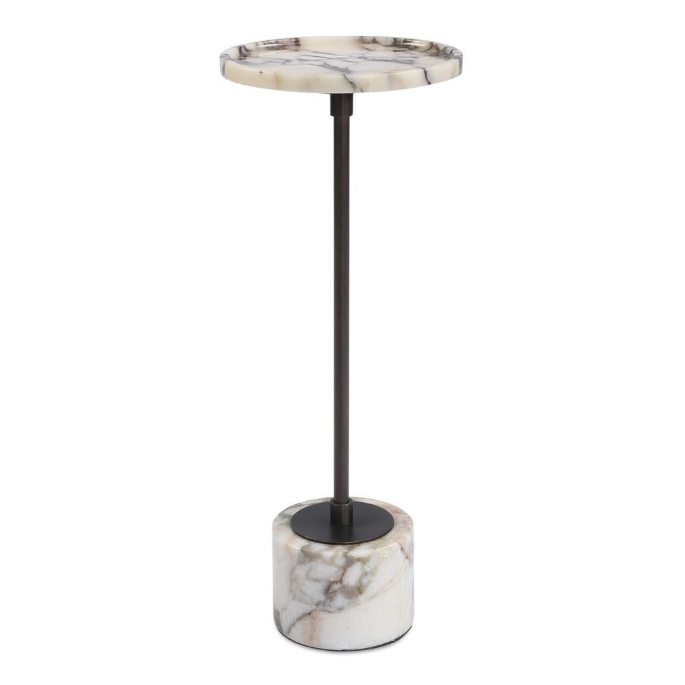 Uttermost Brunson White Marble Drink Table - Image 3