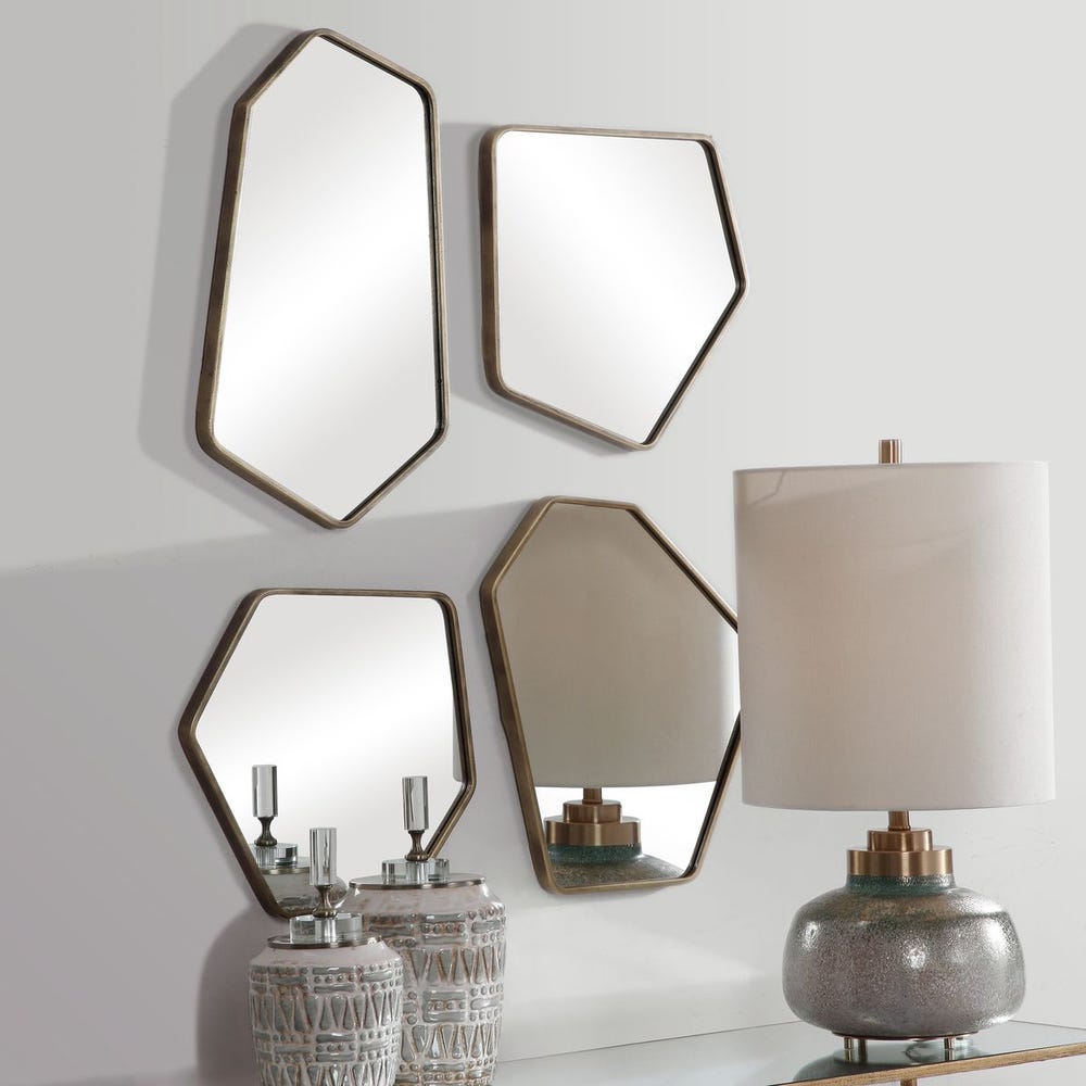 Uttermost Linneah Scandinavian Aged Gold Mirrors ~ Set Of 4 - Image 1