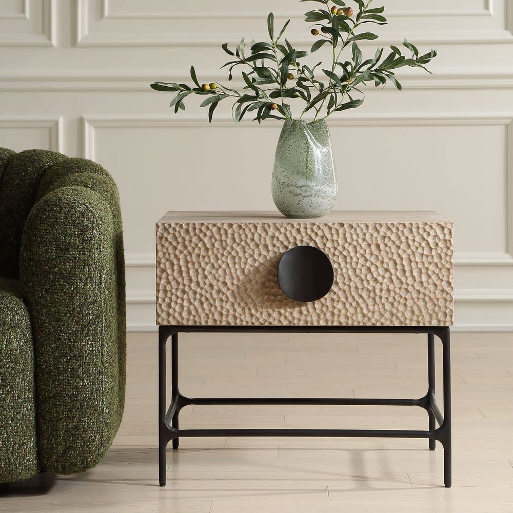 Uttermost Lunar Natural Oak And Solid Black Iron Side Table - Image 2