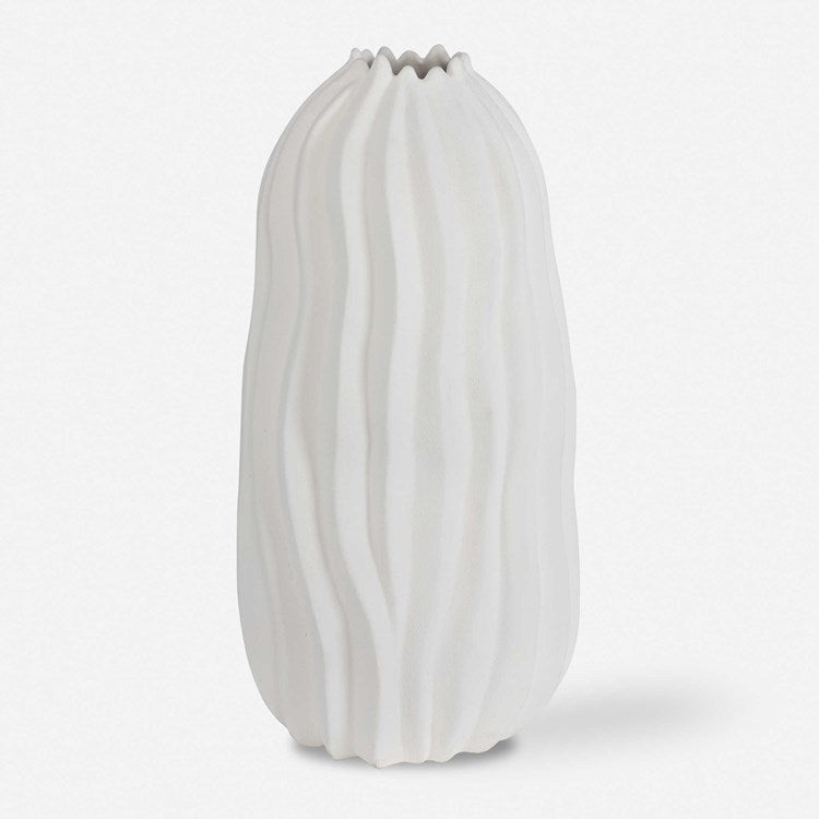 Uttermost Merrit Matte White Textured Ceramic Floor Vase - Image 2