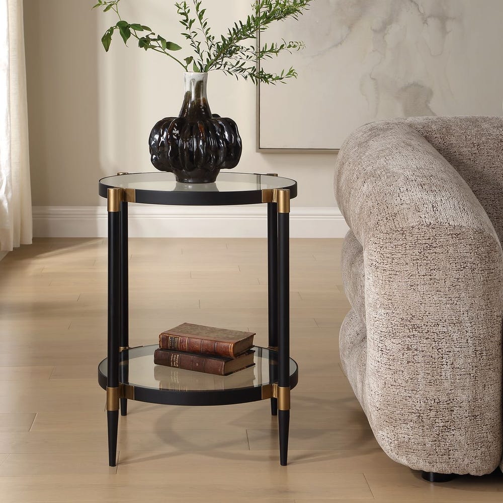 Uttermost Chadid Sleek Black Iron And Gold Accents Side Table - Image 1