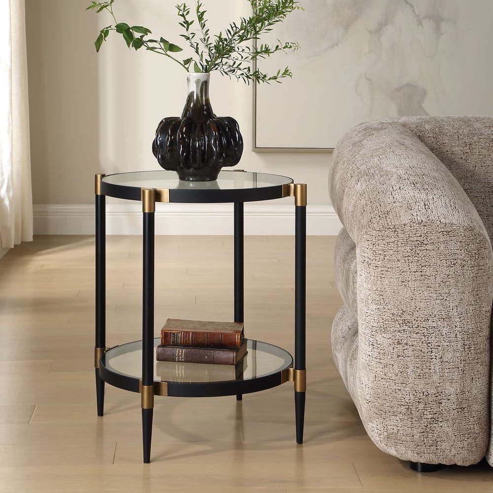 Uttermost Chadid Sleek Black Iron And Gold Accents Side Table - Image 2