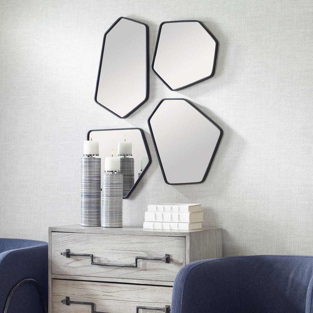 Uttermost Linneah Scandinavian Satin Black Mirrors ~ Set Of 4 - Image 1