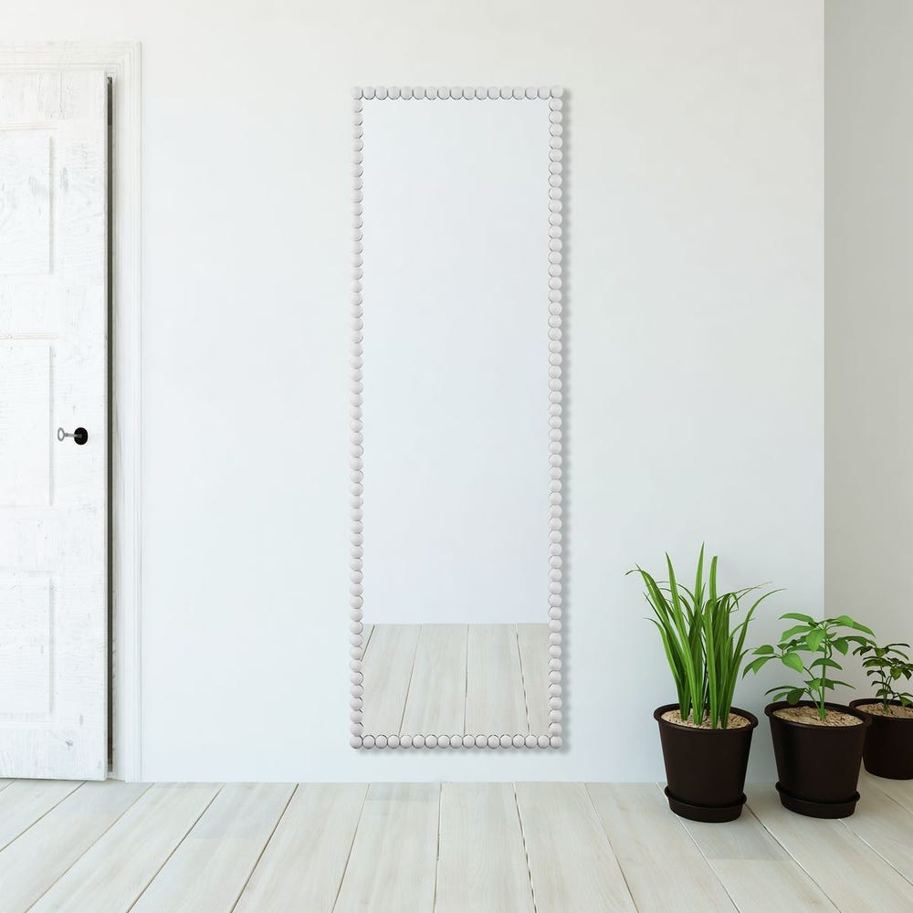 Uttermost Serna Matte White Beaded Tall Mirror - Image 1