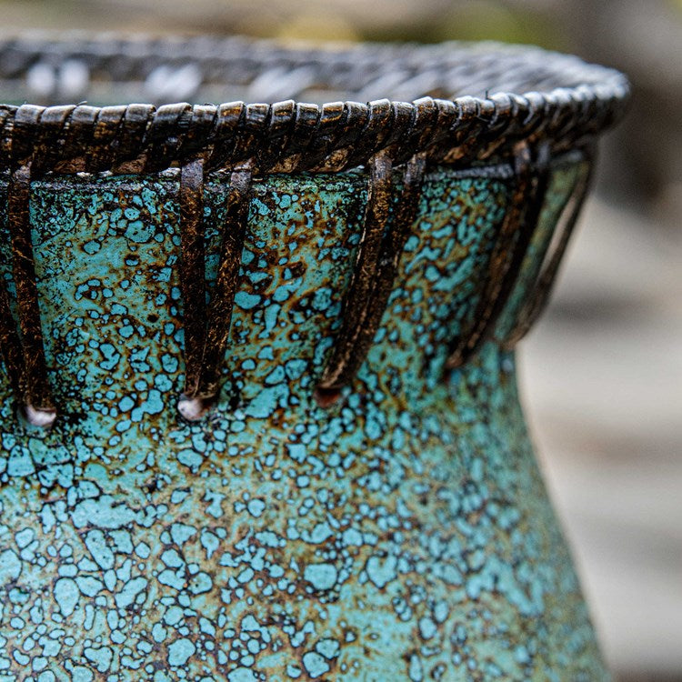 Uttermost Bisbee Coffee Brown and Turquoise Glazed Terracotta Set of 2 Vases - Image 3