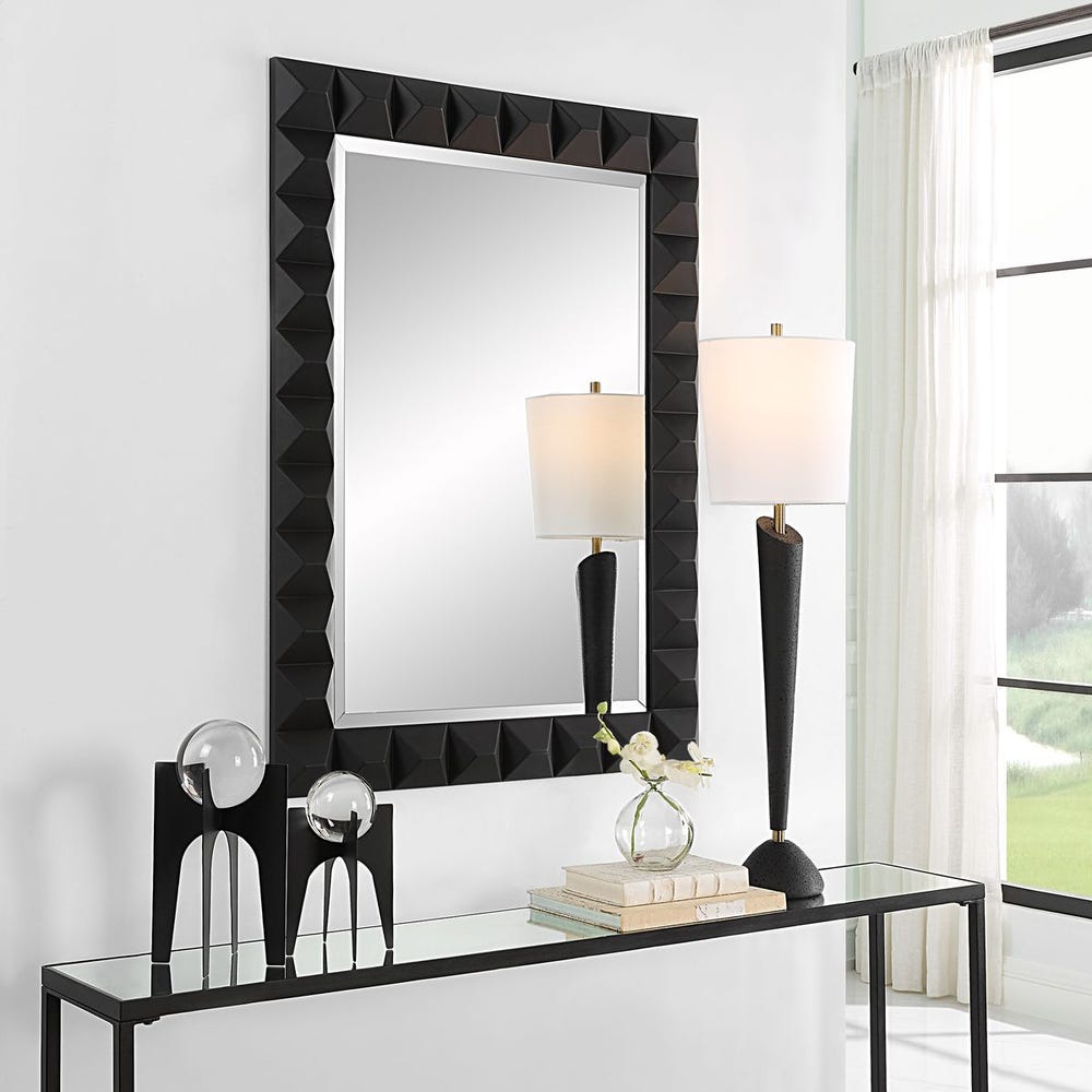 Uttermost Studded Sleek Black Pattern Mirror - Image 2
