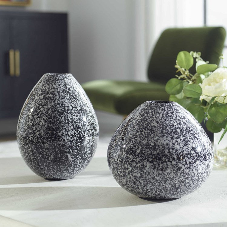 Uttermost Cosmic Black and White Ceramic Set of 2 Vases - Image 3