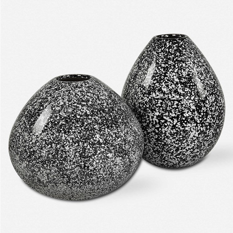Uttermost Cosmic Black and White Ceramic Set of 2 Vases - Image 2
