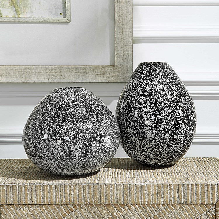 Uttermost Cosmic Black and White Ceramic Set of 2 Vases - Image 1
