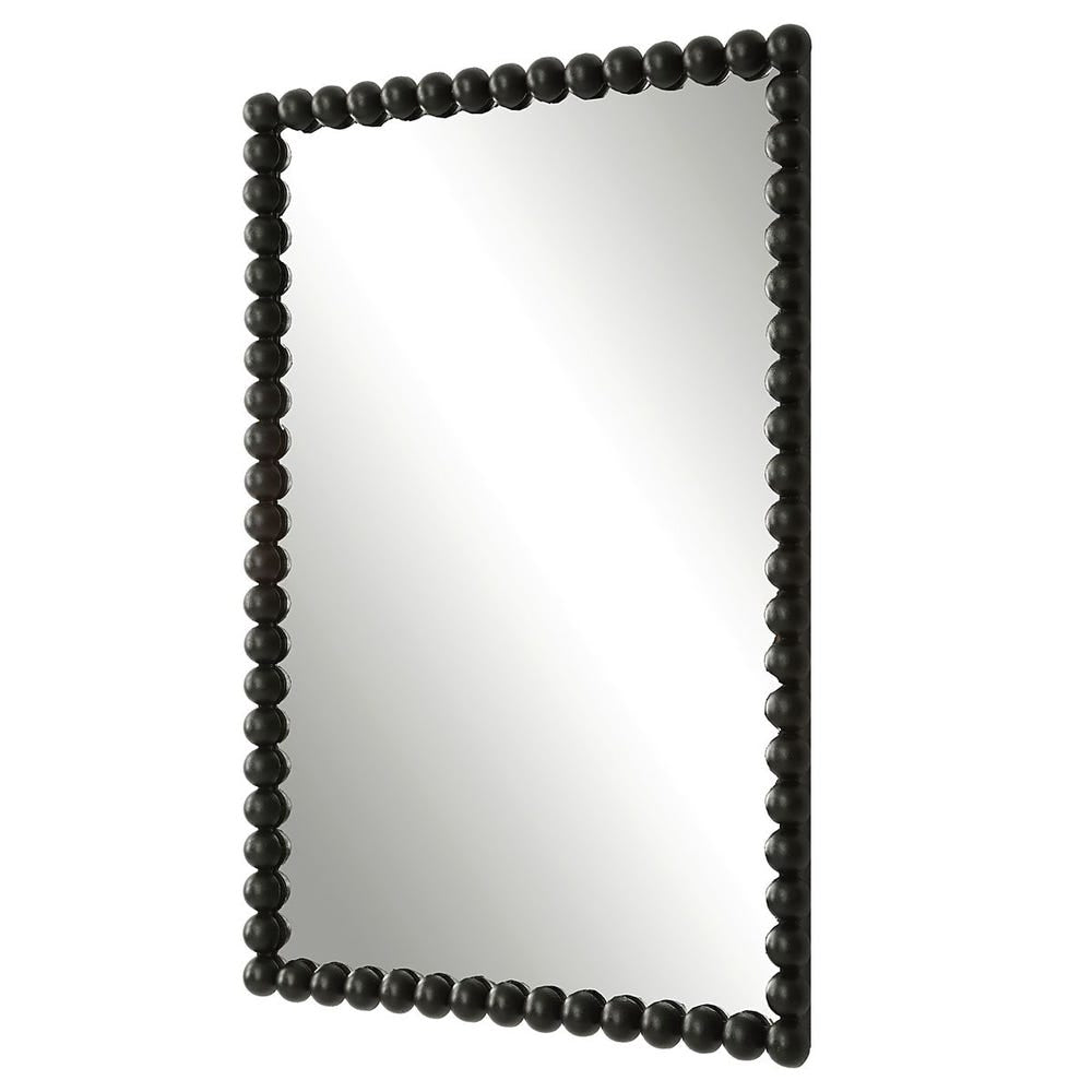 Uttermost Serna Beaded Satin Black Vanity Mirror - Image 3