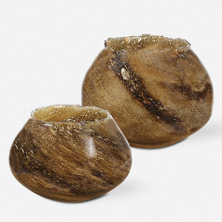 Uttermost Tortoise Bubbled Glass Set of 2 Vases - Image 1
