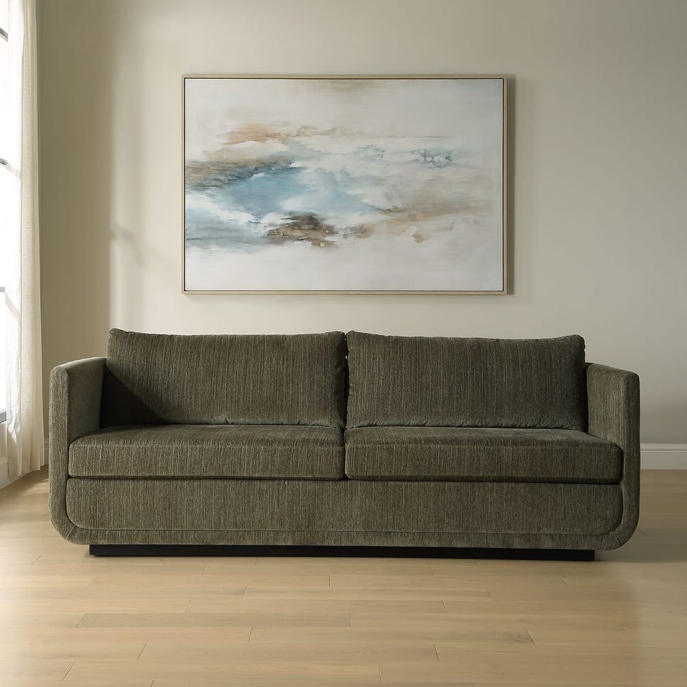 Uttermost Abound Herb Green Textured Chenille Sofa