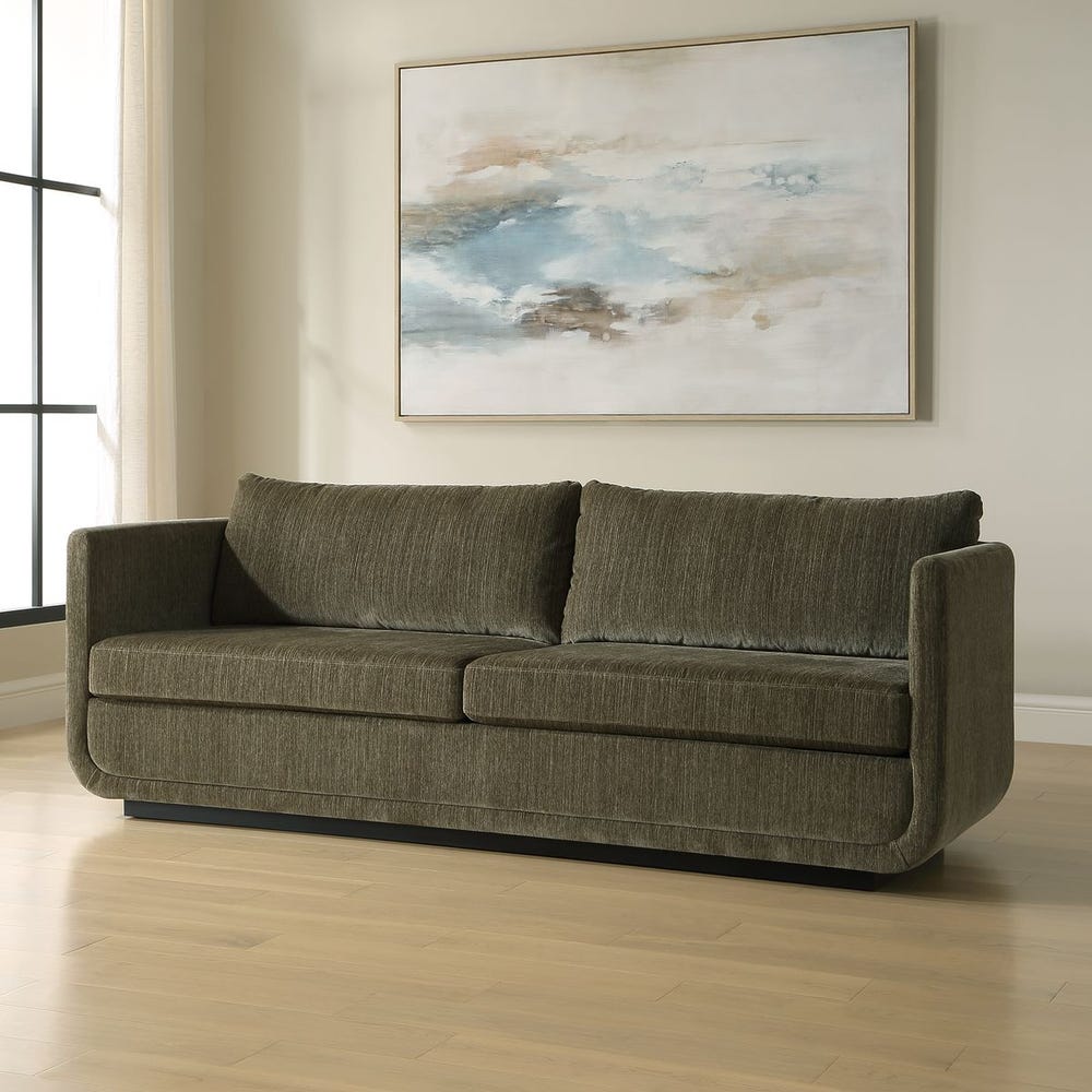 Uttermost Abound Herb Green Textured Chenille Sofa - Image 2