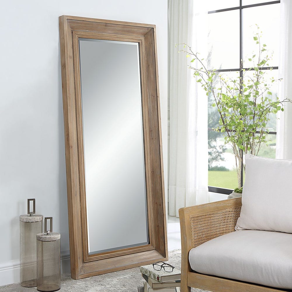 Uttermost Missoula Solid Light Gray Wash Wood Mirror - Image 2