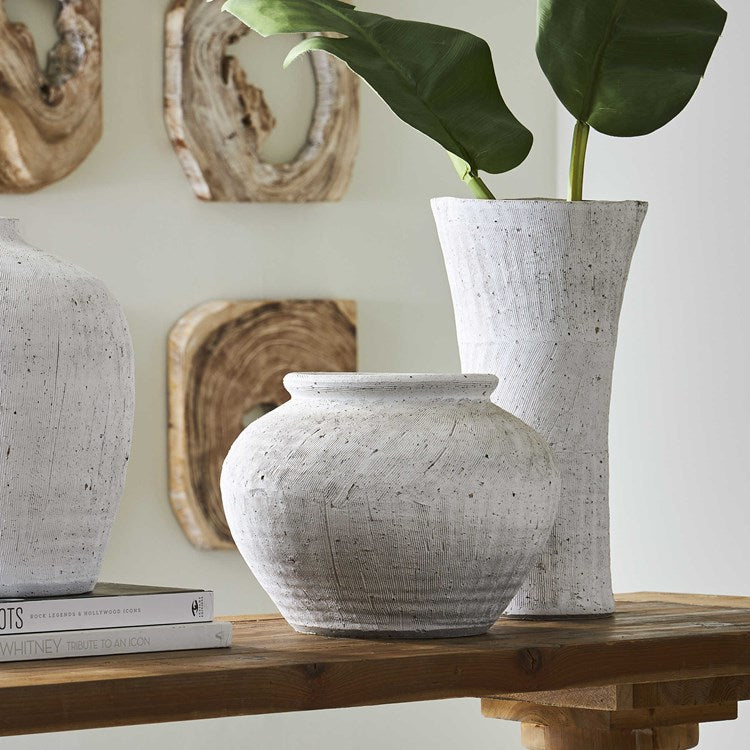 Uttermost Floreana White Textured Ceramic Tall Vase - Image 1