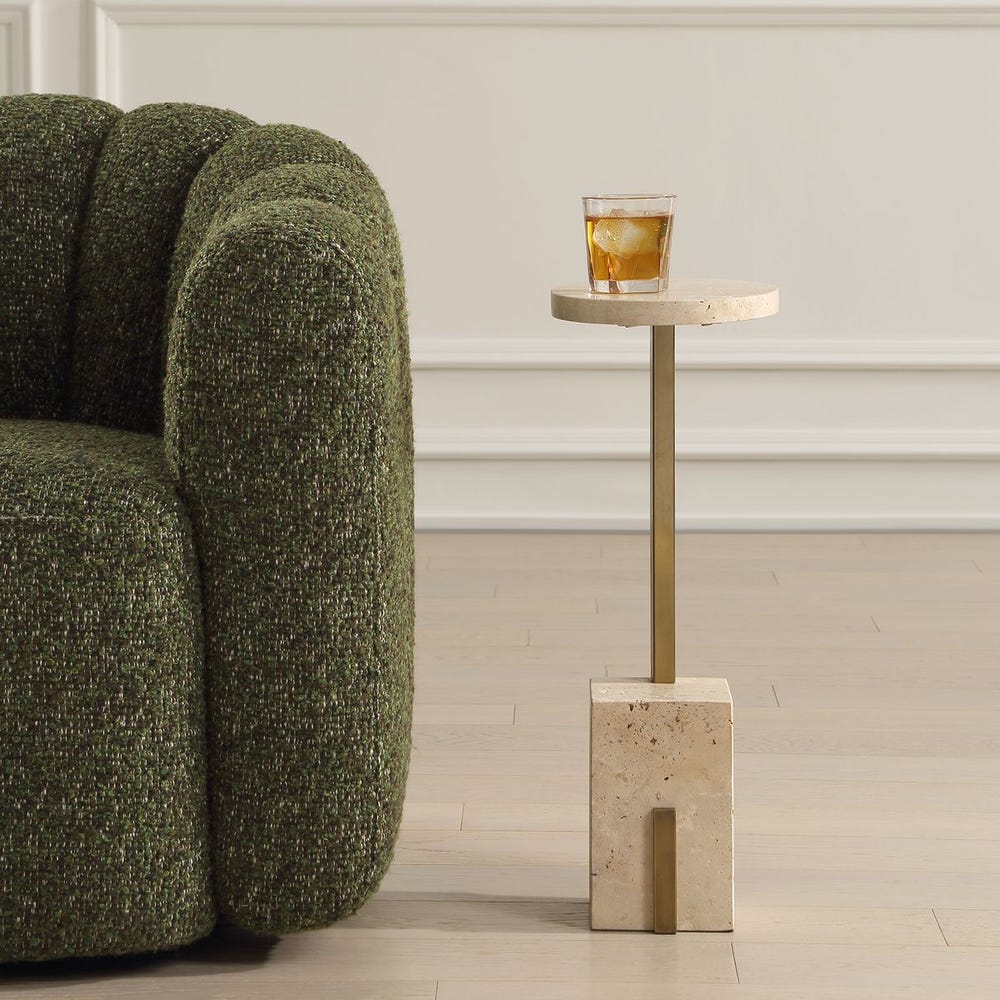 Uttermost Feranno Travertine And Brass Accent Table - Image 3