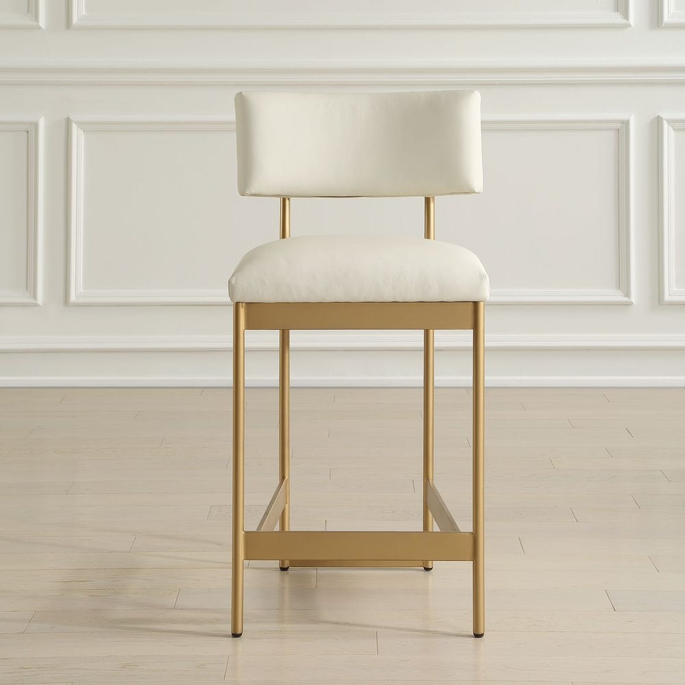 Uttermost Apsley Winter White Gold Framed Counter stool - Image 1
