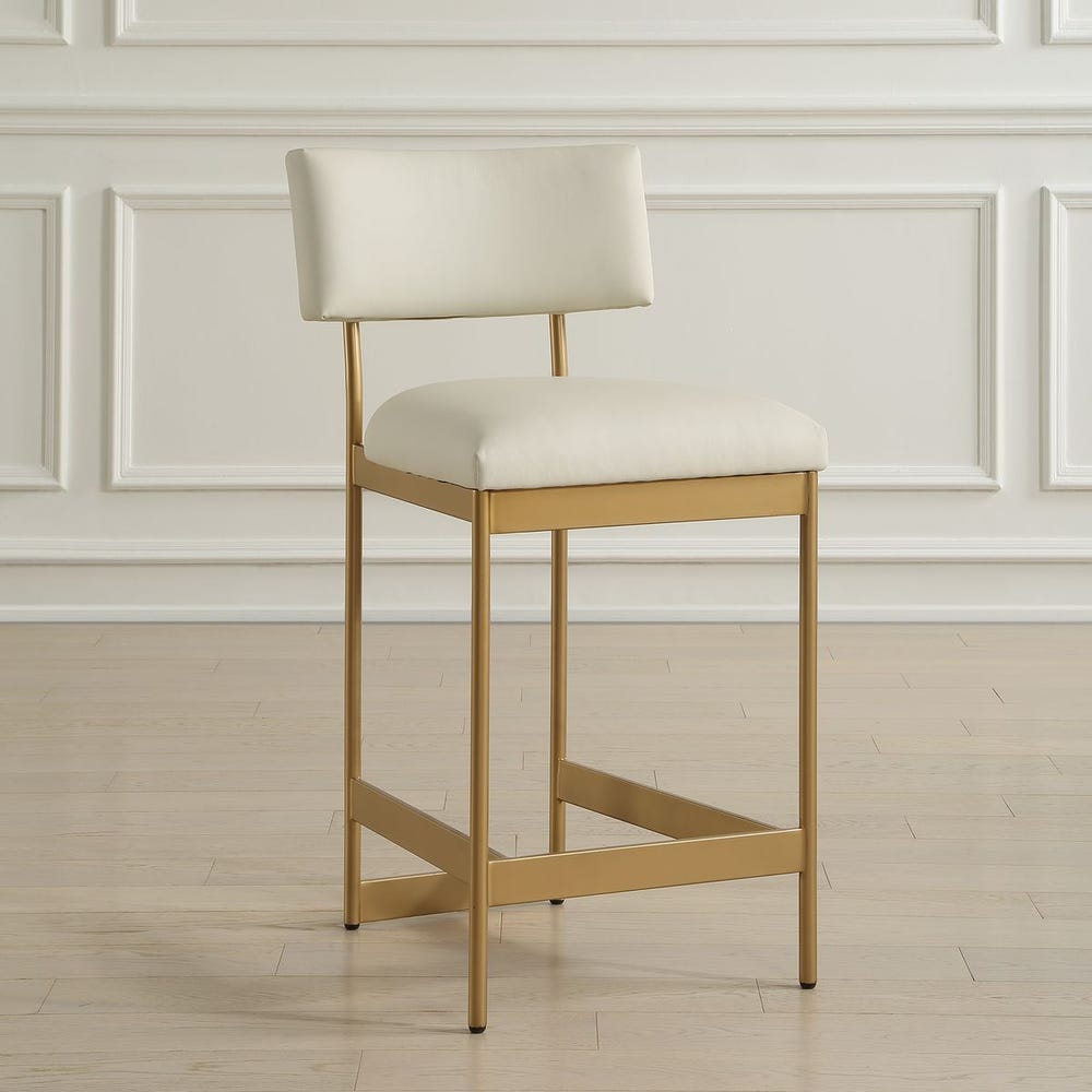 Uttermost Apsley Winter White Gold Framed Counter stool - Image 2
