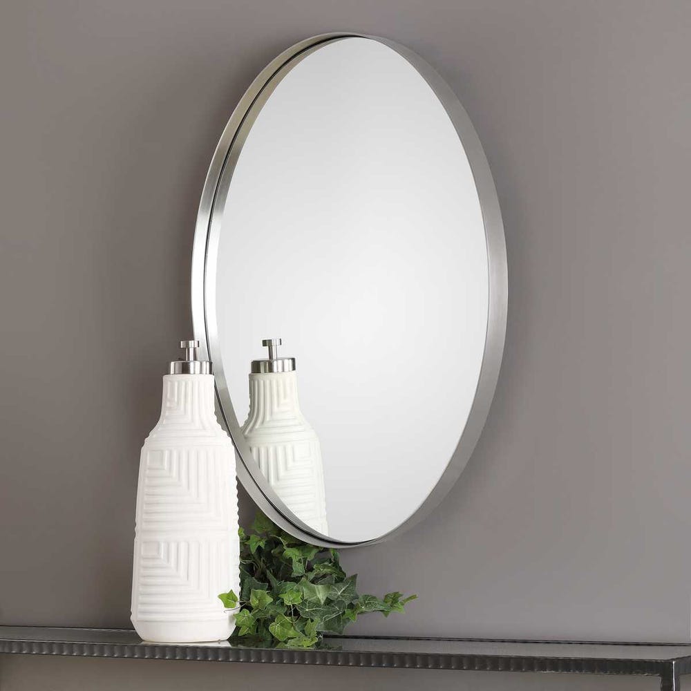 Uttermost Pursley Steel Brushed Nickel Oval Mirror - Image 2