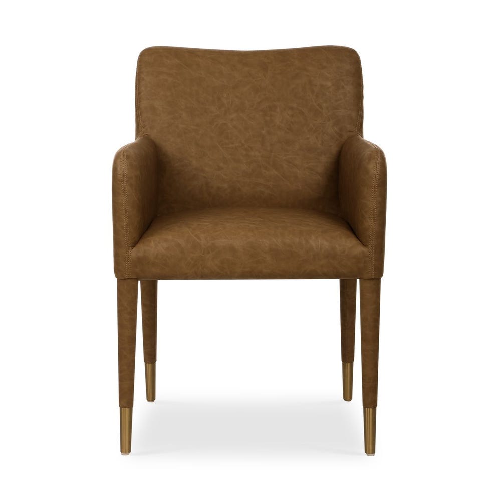 Uttermost Conifer Camel Faux Leather Modern Dining ArmChair - Image 3