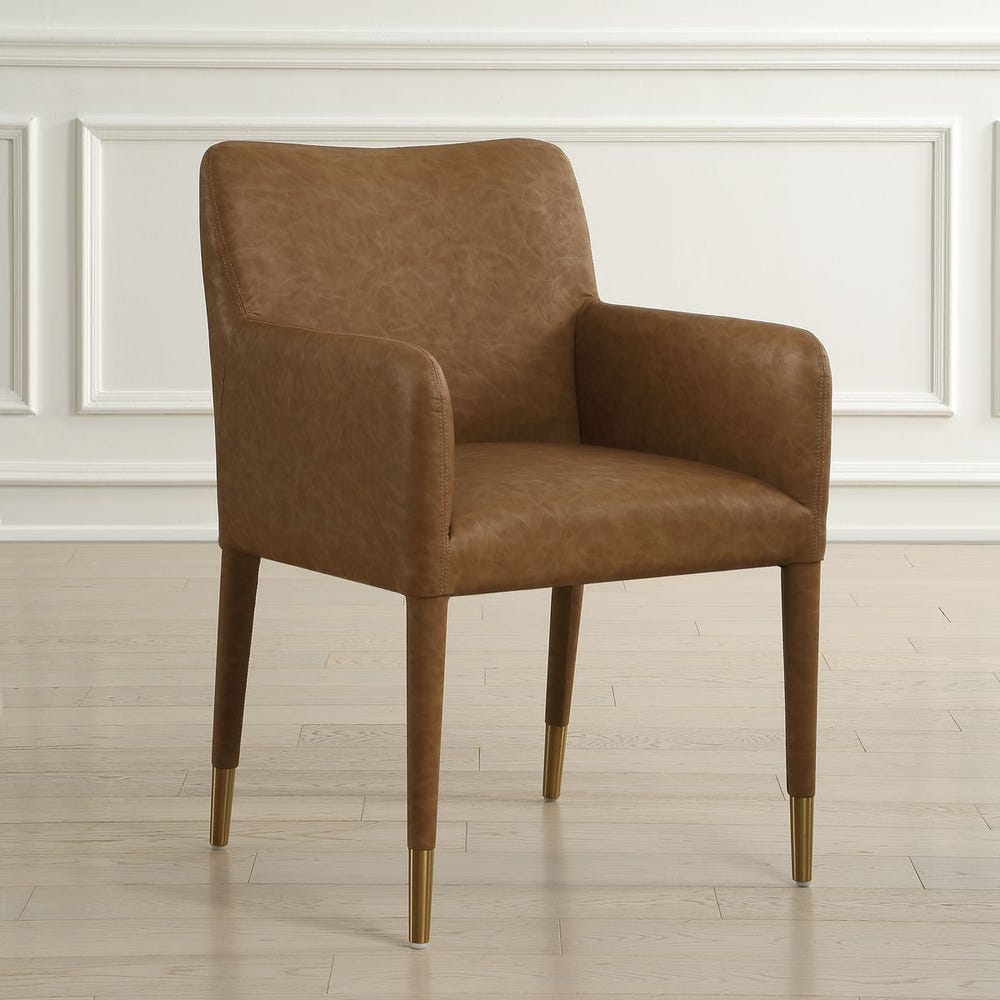 Uttermost Conifer Camel Faux Leather Modern Dining ArmChair - Image 2