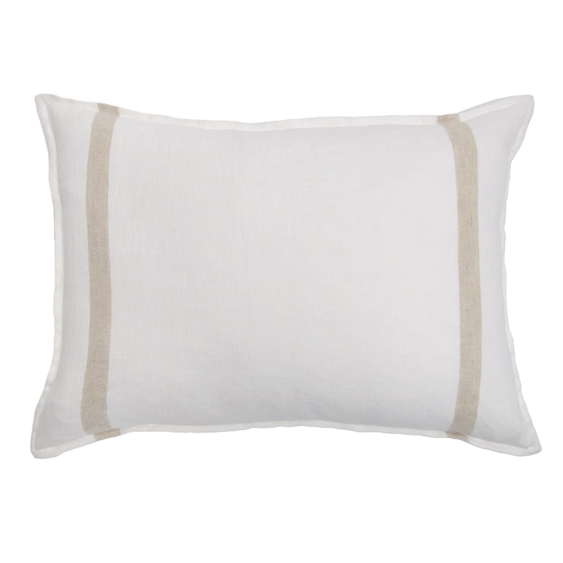 Pom Pom at Home Rory White and Flax Big Pillow with Insert ~ 28 x 36 - Image 1