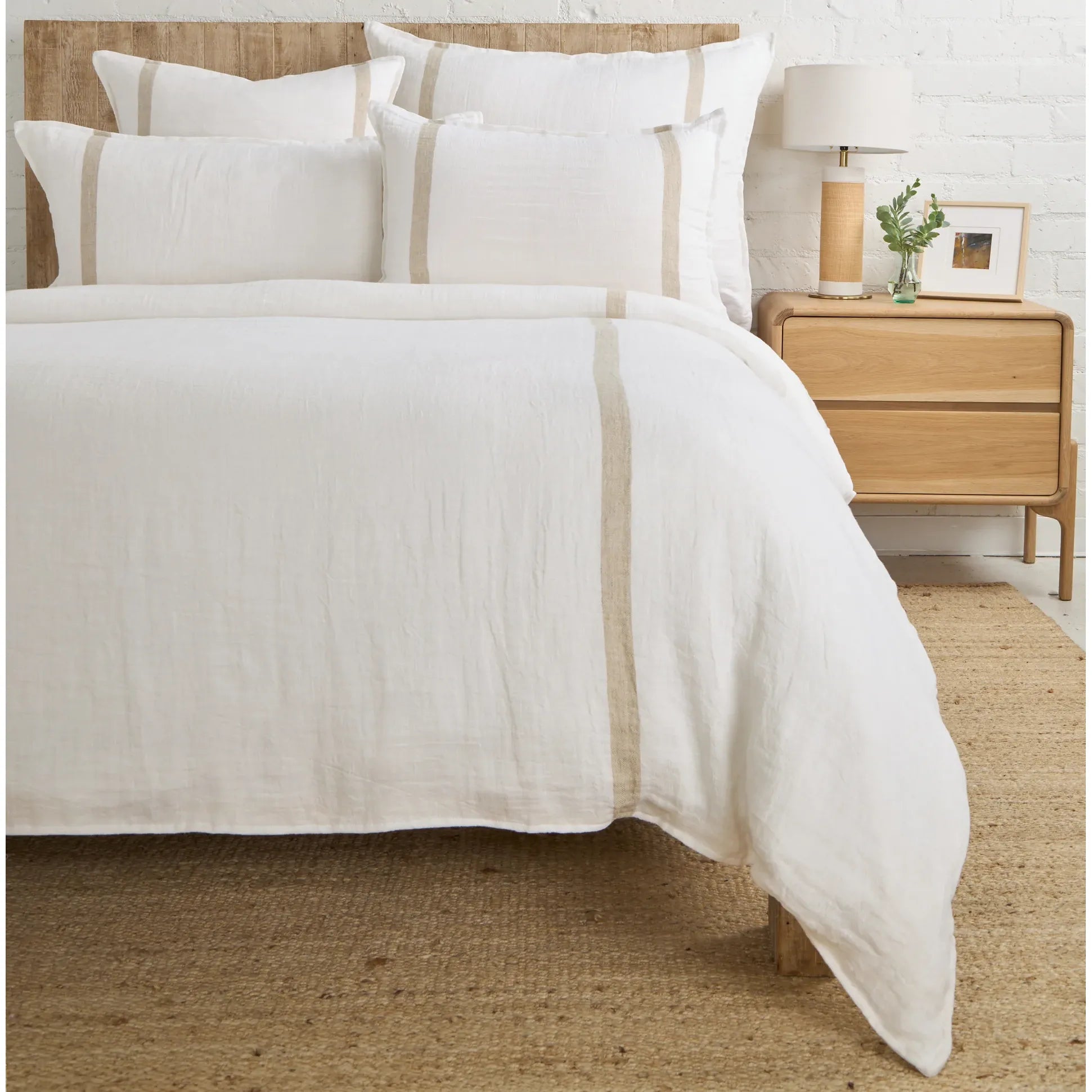 Pom Pom at Home Rory White and Flax Big Pillow with Insert ~ 28 x 36 - Image 2